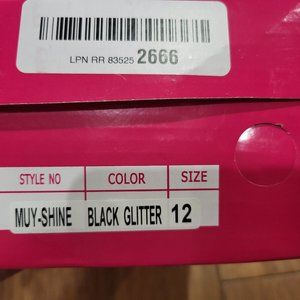 Black Glitter Girls Shoes